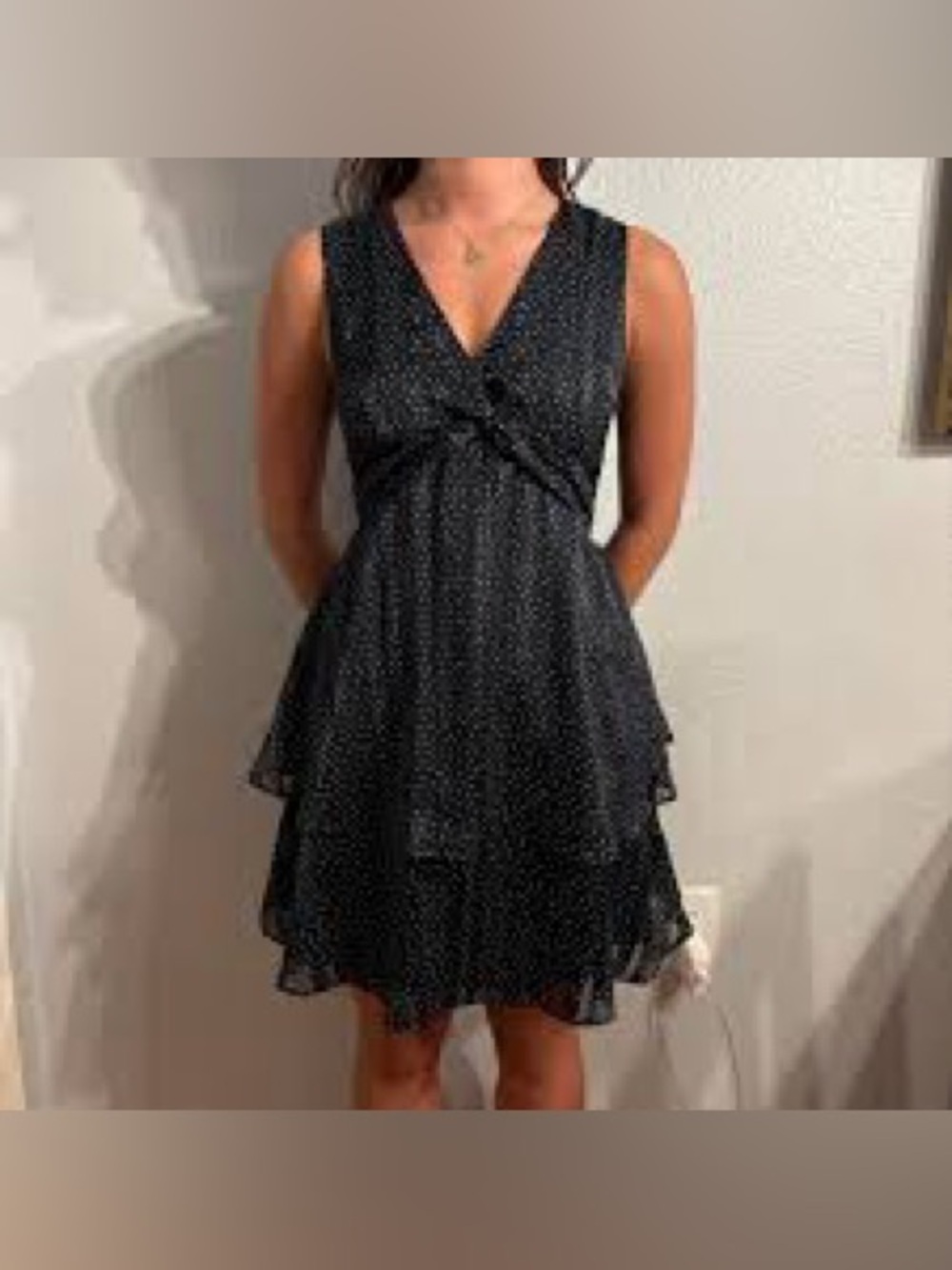 Banana Republic Navy Polka Dot V-Neck Mini Dress